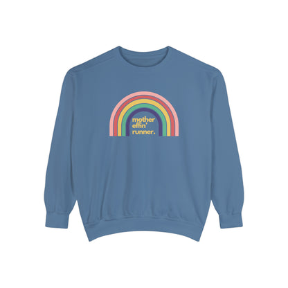 Mother Effin' Runner with Retro Rainbow Sweatshirt